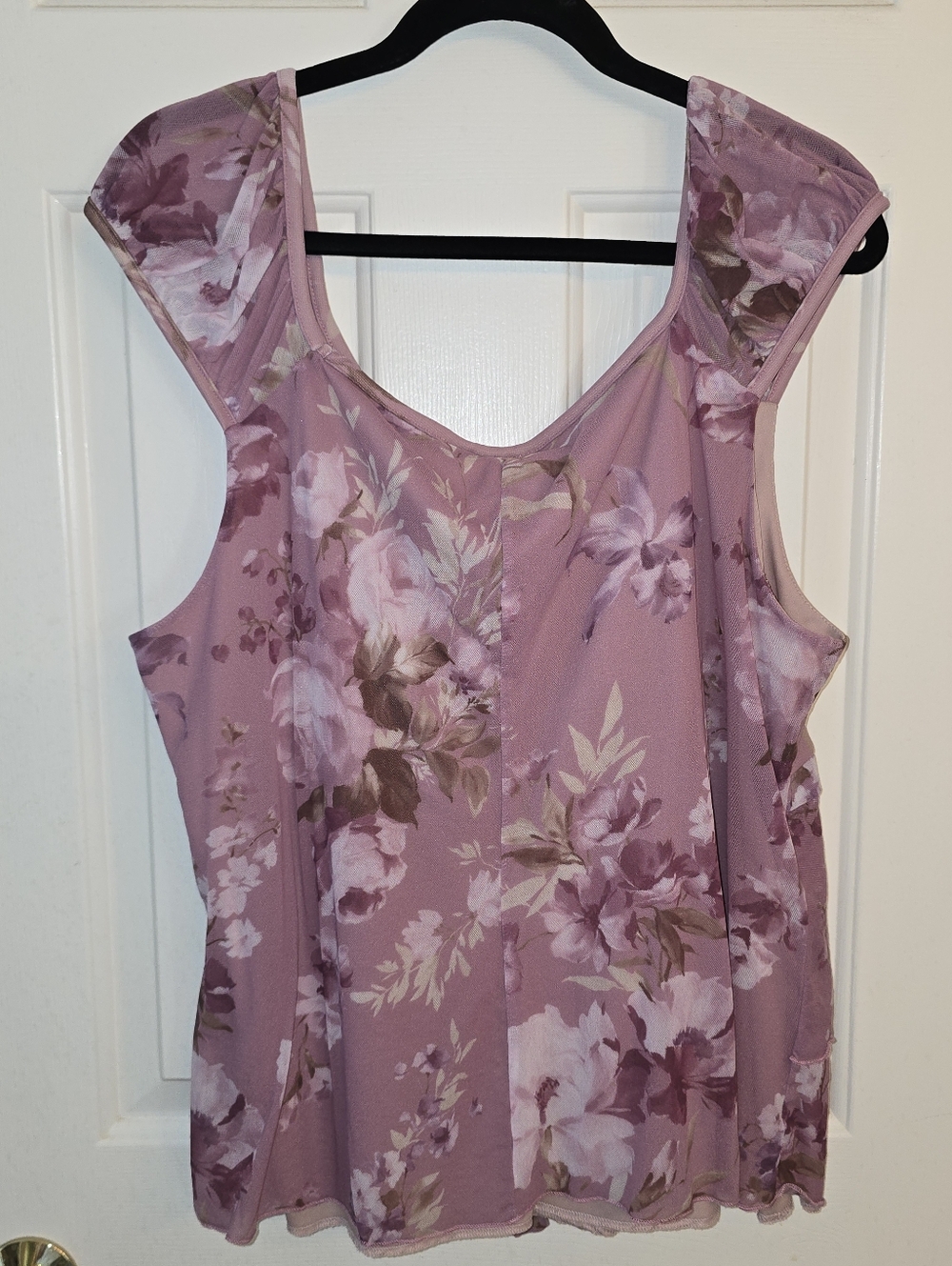 Venus Lavender Floral Cap-Sleeve Peplum Top - Picture 6 of 7